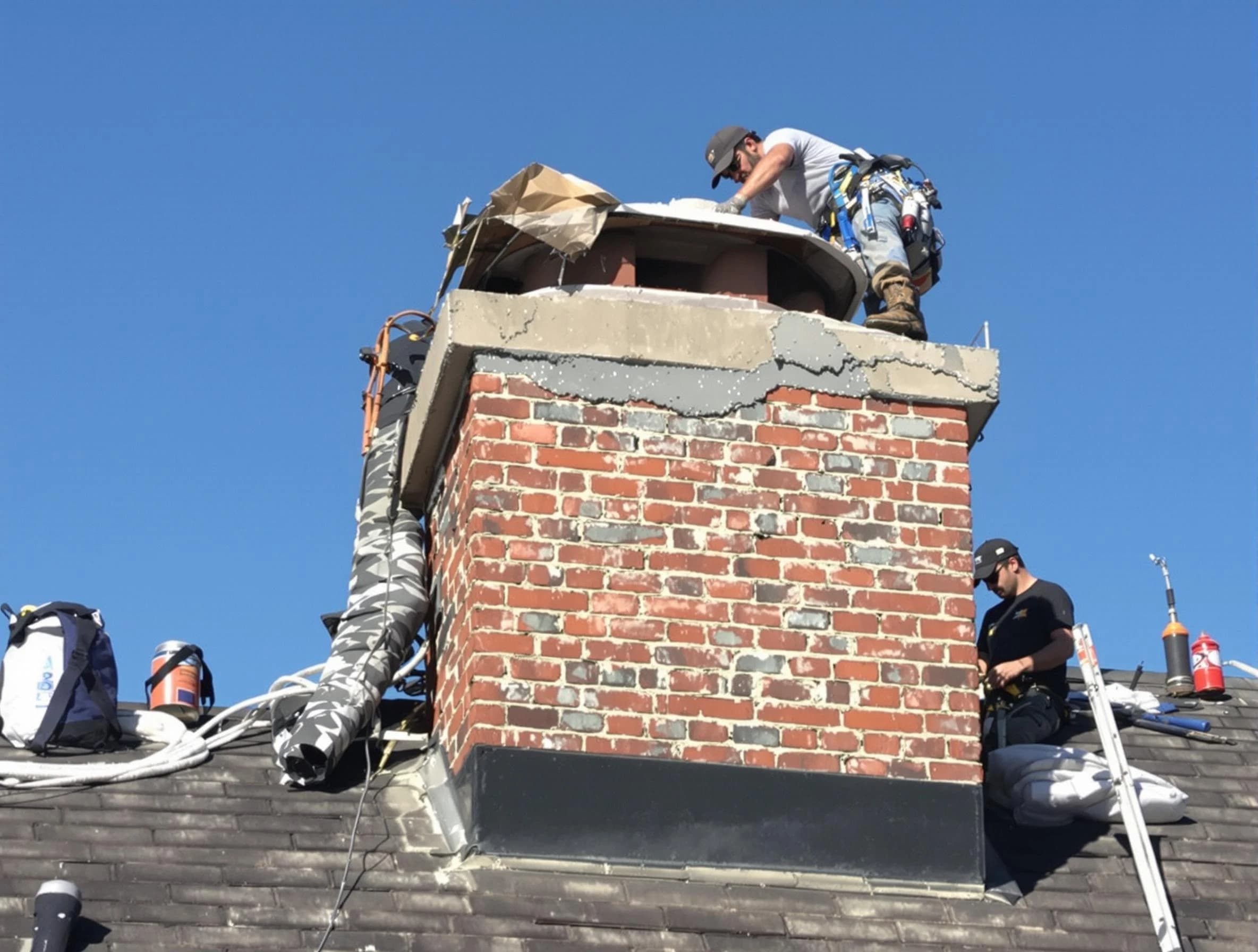 Holt Chimney Sweep installing a custom chimney crown in Holt, AL