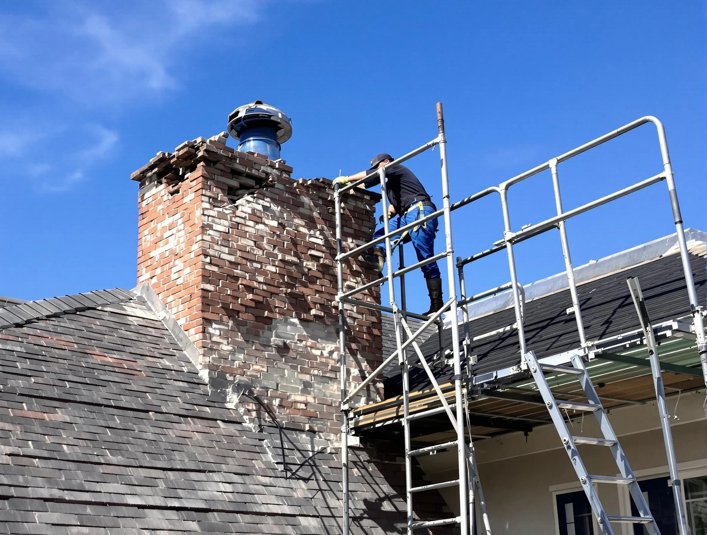 Rebuilding a chimney structure by Holt Chimney Sweep in Holt, AL