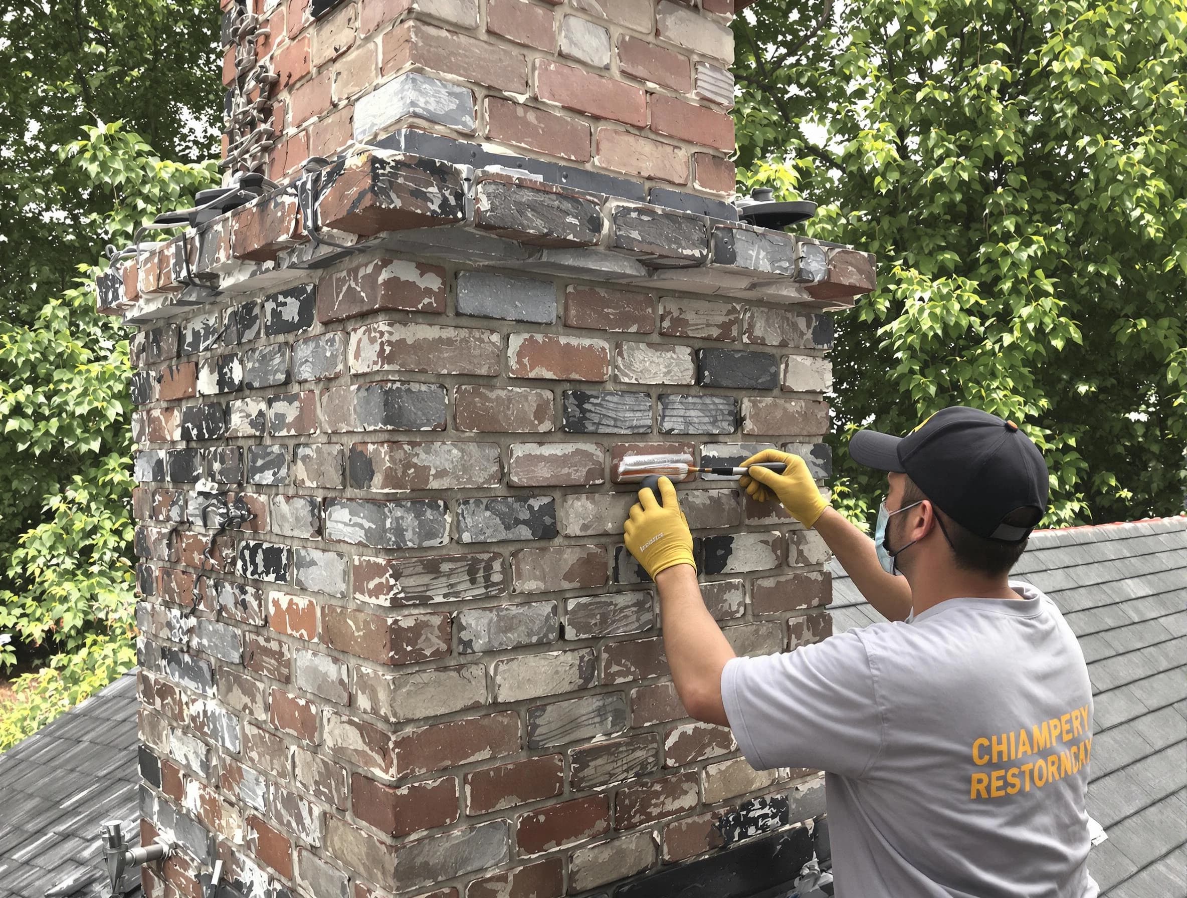 In-progress chimney restoration by Holt Chimney Sweep in Holt, AL