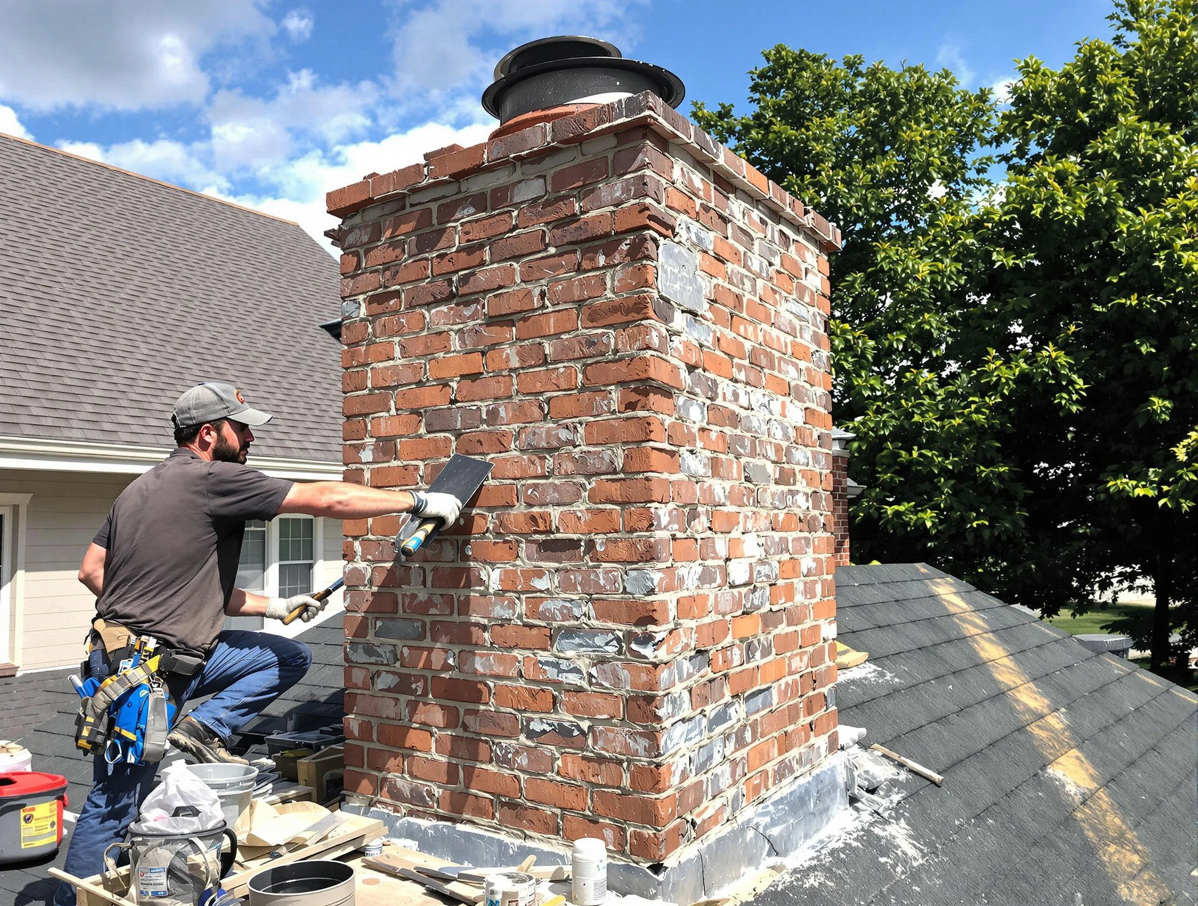 Completed chimney rebuild by Holt Chimney Sweep in Holt, AL